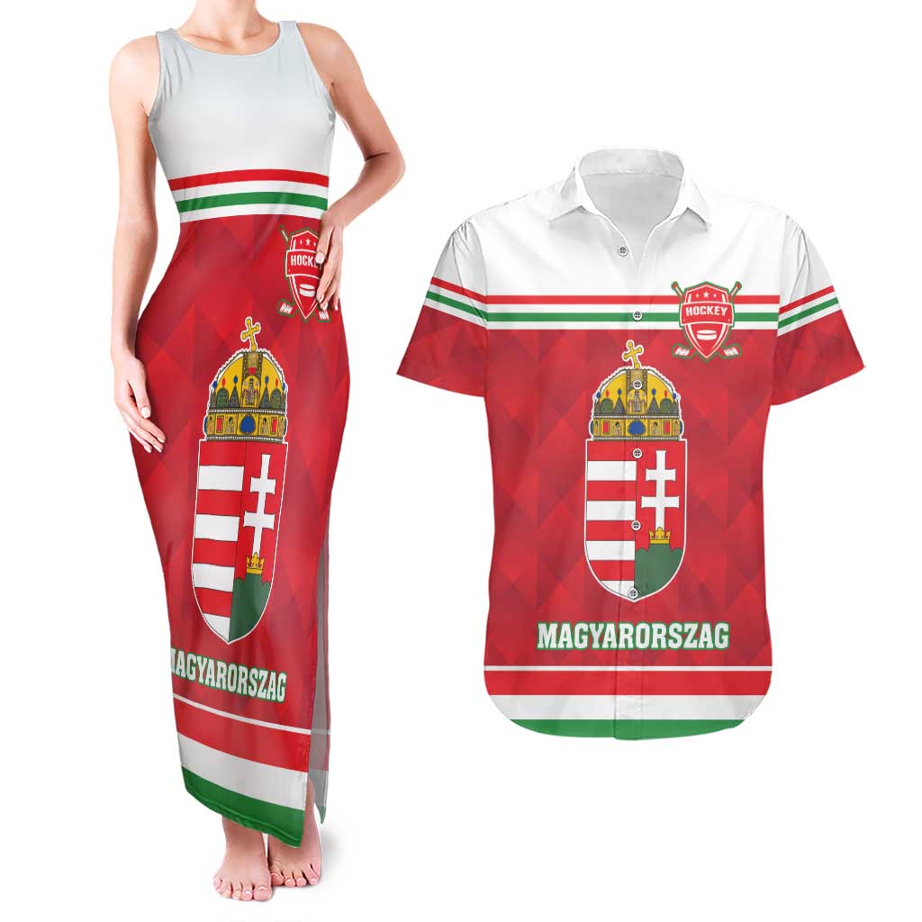 Custom Hungary Hockey Couples Matching Tank Maxi Dress and Hawaiian Shirt Magyarorszag Sporty Style