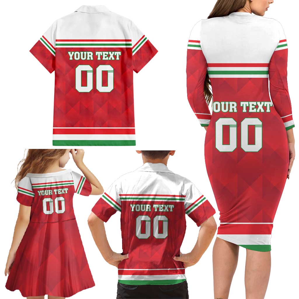 Custom Hungary Hockey Family Matching Long Sleeve Bodycon Dress and Hawaiian Shirt Magyarorszag Sporty Style