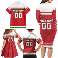 Custom Hungary Hockey Family Matching Long Sleeve Bodycon Dress and Hawaiian Shirt Magyarorszag Sporty Style