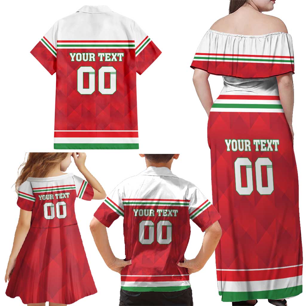Custom Hungary Hockey Family Matching Off Shoulder Maxi Dress and Hawaiian Shirt Magyarorszag Sporty Style