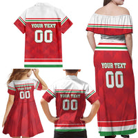 Custom Hungary Hockey Family Matching Off Shoulder Maxi Dress and Hawaiian Shirt Magyarorszag Sporty Style