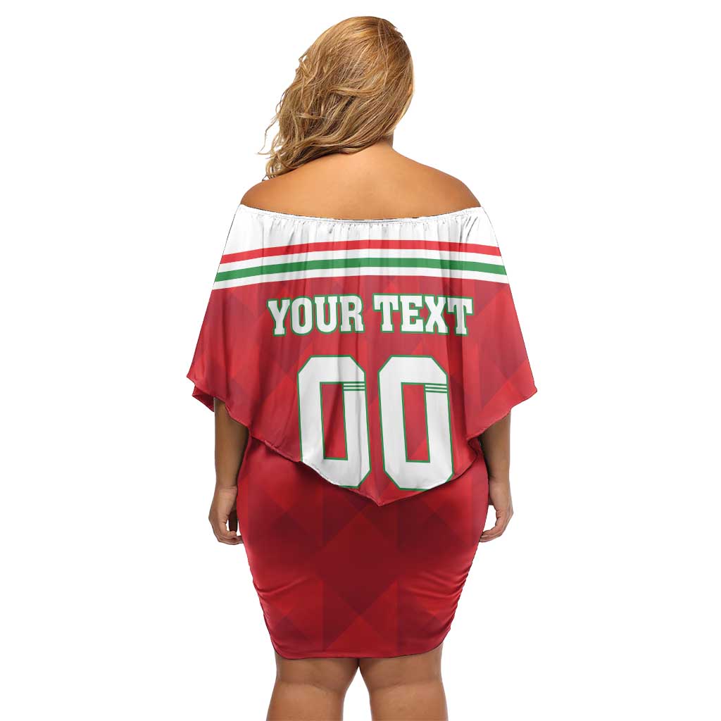 Custom Hungary Hockey Family Matching Off Shoulder Short Dress and Hawaiian Shirt Magyarorszag Sporty Style