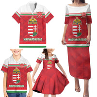 Custom Hungary Hockey Family Matching Puletasi and Hawaiian Shirt Magyarorszag Sporty Style