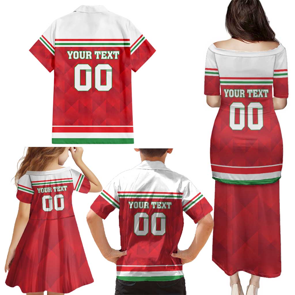 Custom Hungary Hockey Family Matching Puletasi and Hawaiian Shirt Magyarorszag Sporty Style