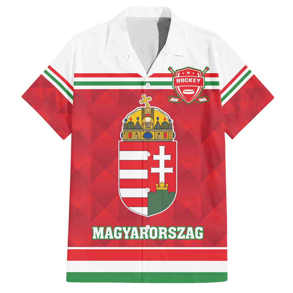 Custom Hungary Hockey Family Matching Short Sleeve Bodycon Dress and Hawaiian Shirt Magyarorszag Sporty Style