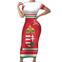 Custom Hungary Hockey Family Matching Short Sleeve Bodycon Dress and Hawaiian Shirt Magyarorszag Sporty Style