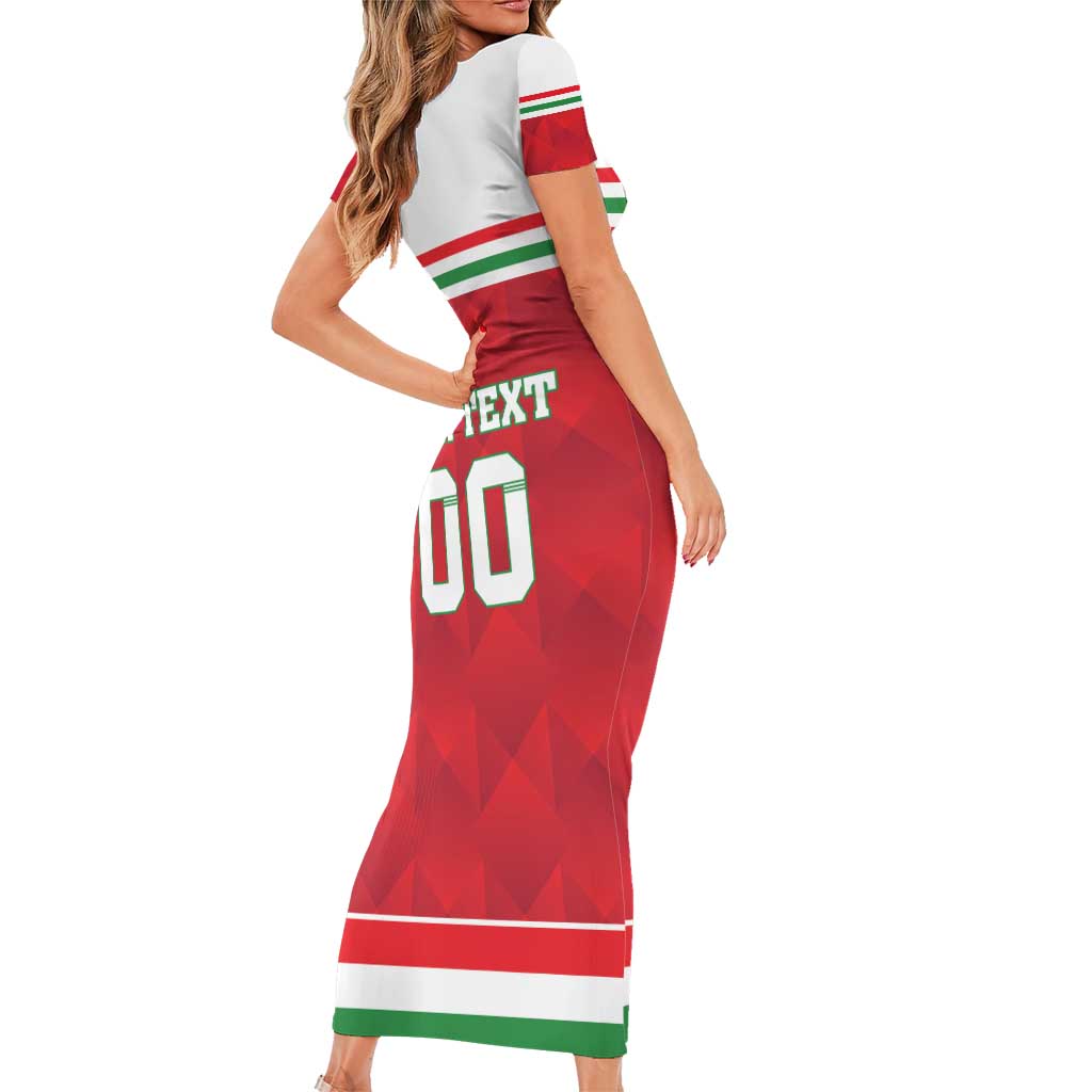 Custom Hungary Hockey Family Matching Short Sleeve Bodycon Dress and Hawaiian Shirt Magyarorszag Sporty Style