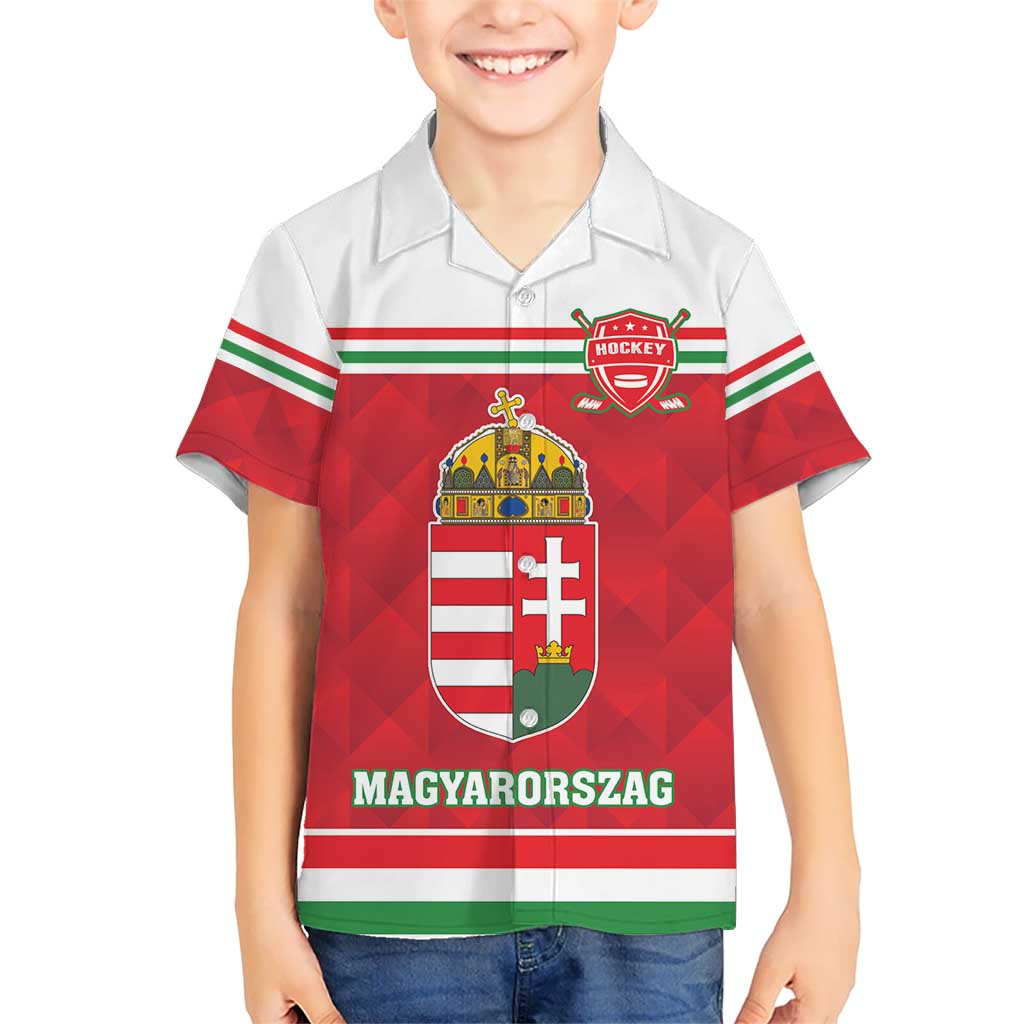Custom Hungary Hockey Kid Hawaiian Shirt Magyarorszag Sporty Style