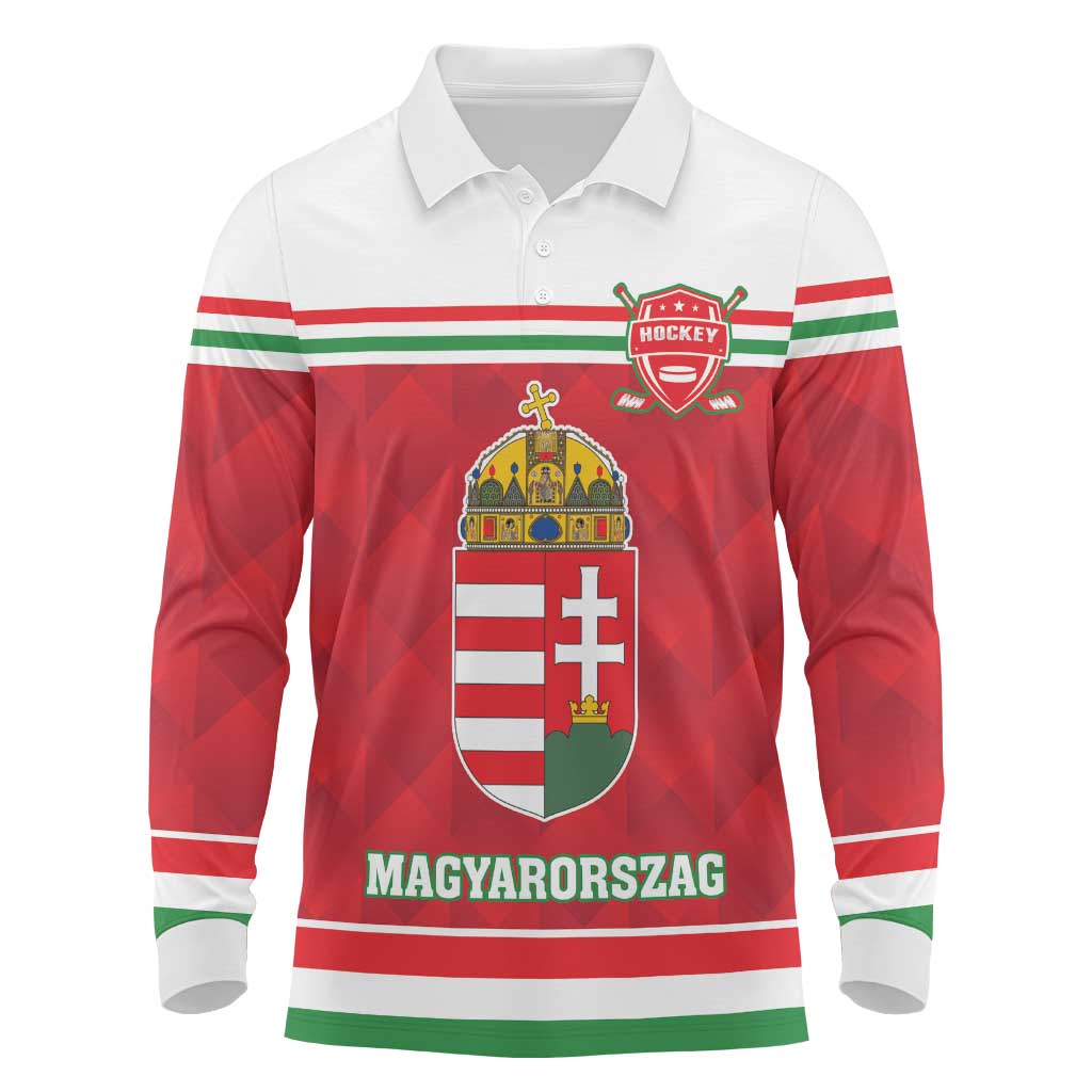 Custom Hungary Hockey Long Sleeve Polo Shirt Magyarorszag Sporty Style