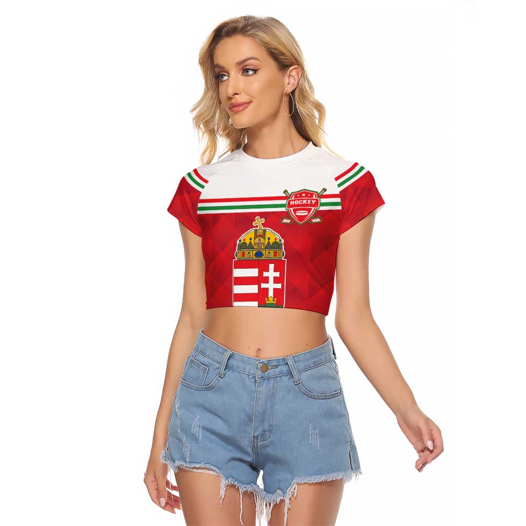 Custom Hungary Hockey Raglan Cropped T Shirt Magyarorszag Sporty Style