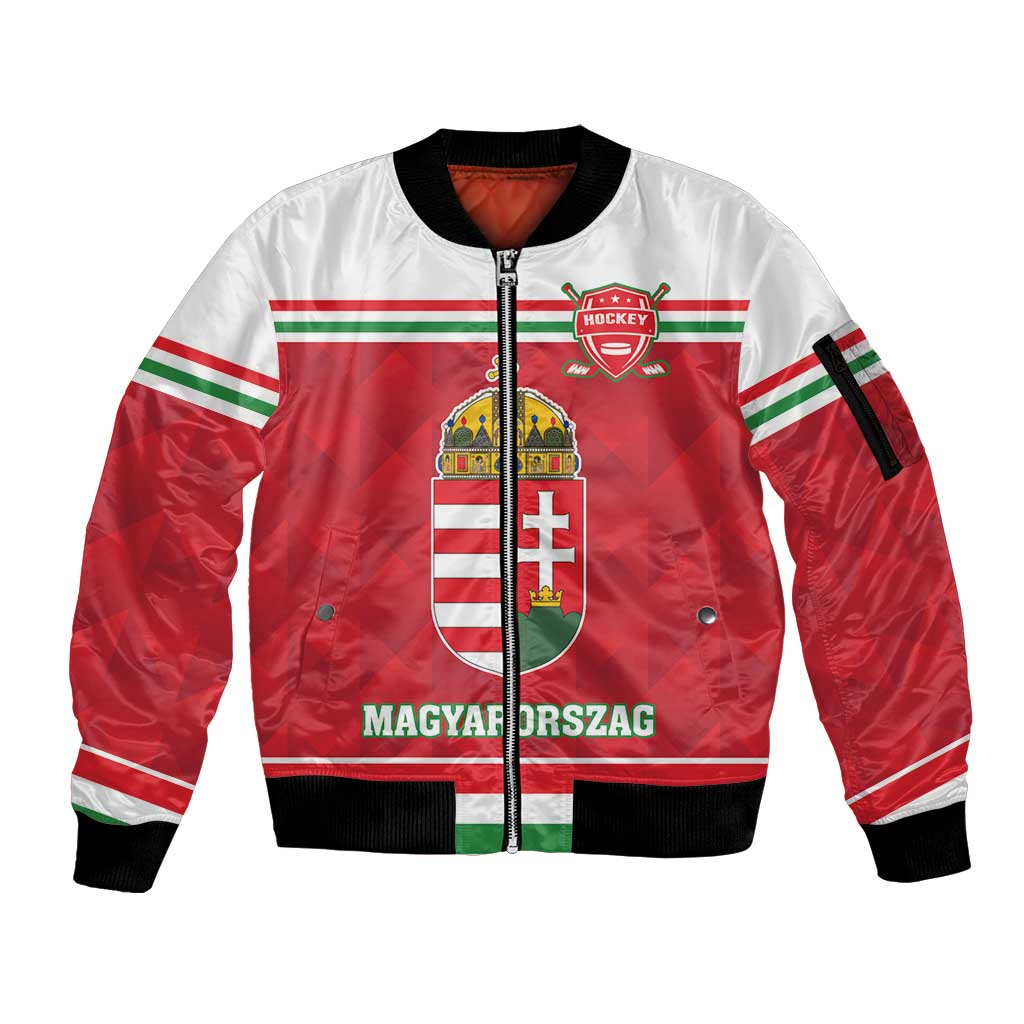 Custom Hungary Hockey Sleeve Zip Bomber Jacket Magyarorszag Sporty Style