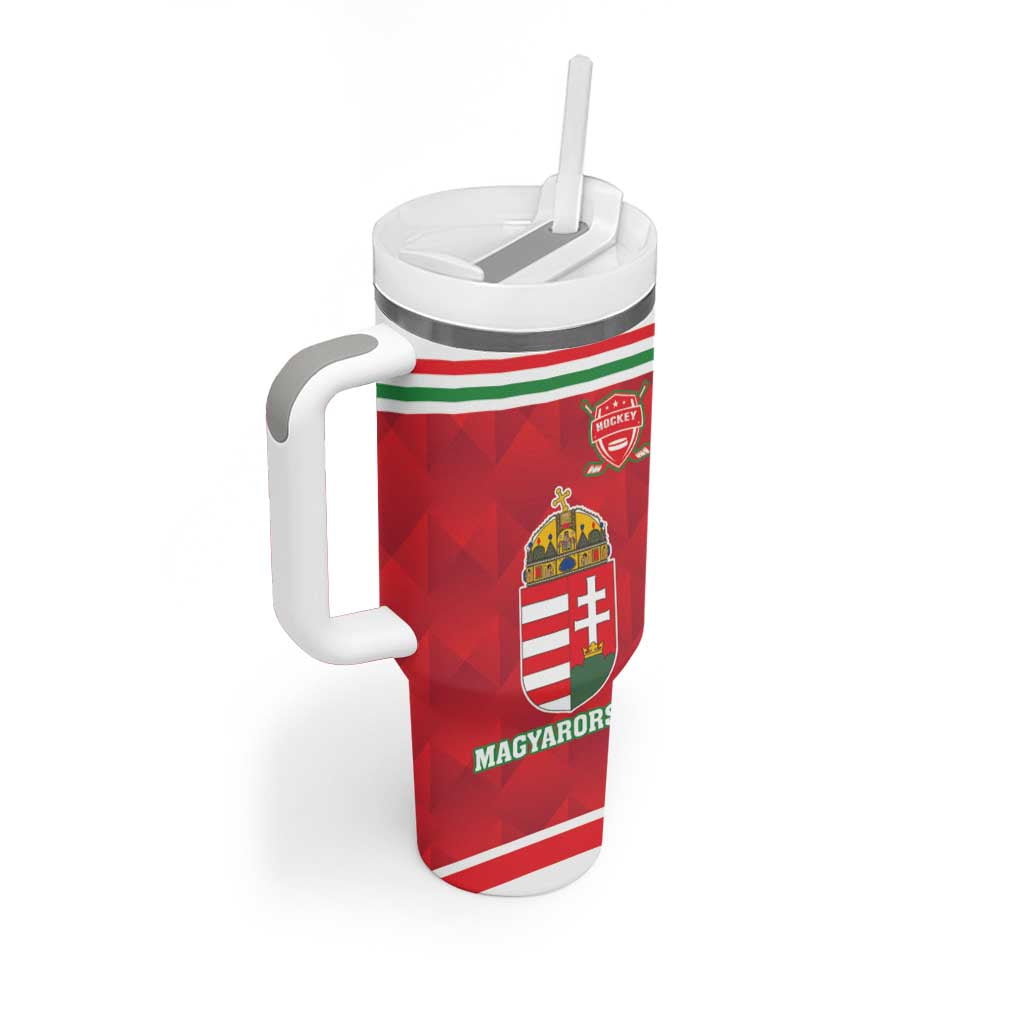 Custom Hungary Hockey Tumbler With Handle Magyarorszag Sporty Style