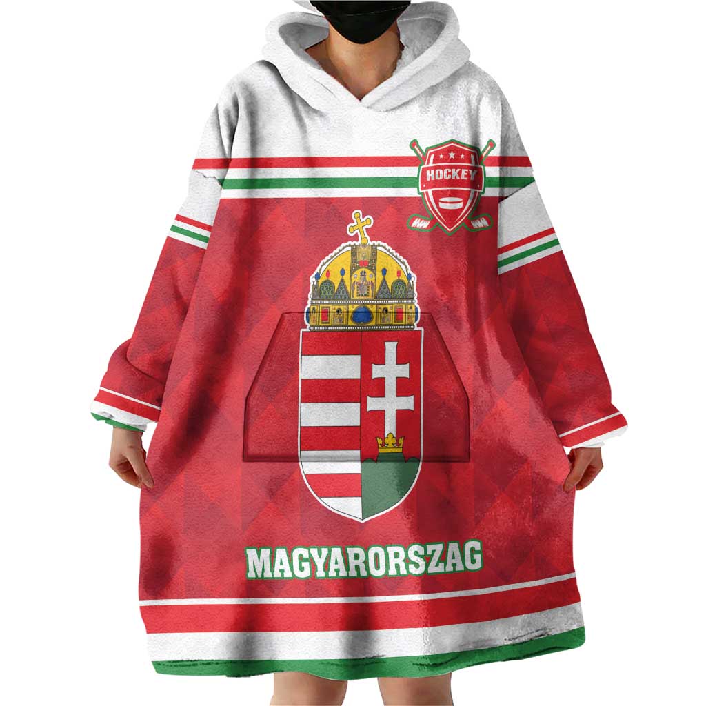 Custom Hungary Hockey Wearable Blanket Hoodie Magyarorszag Sporty Style