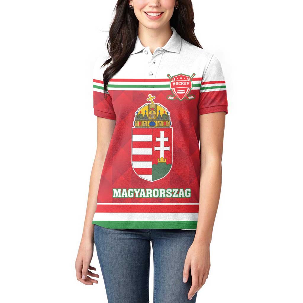 Custom Hungary Hockey Women Polo Shirt Magyarorszag Sporty Style
