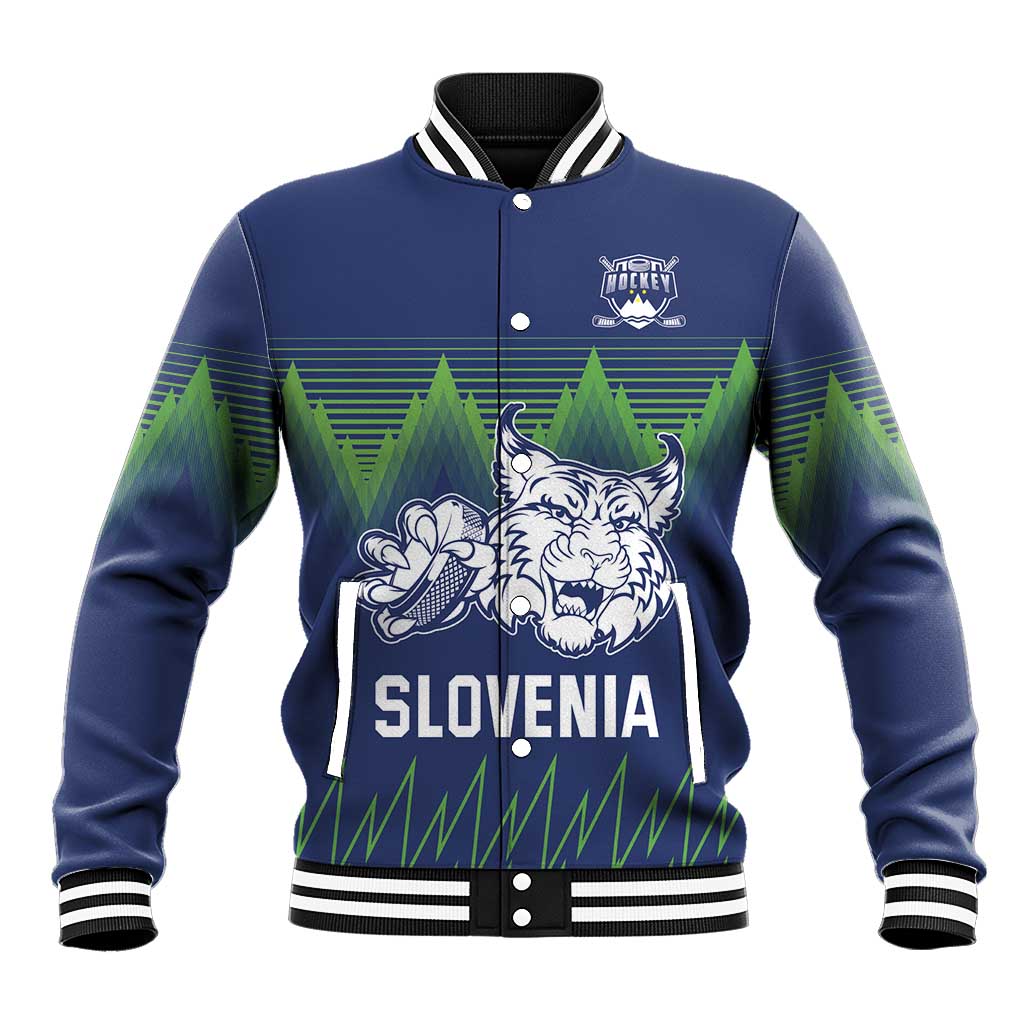 Custom Slovenia Hockey Baseball Jacket Slovenija Lynx Mascot