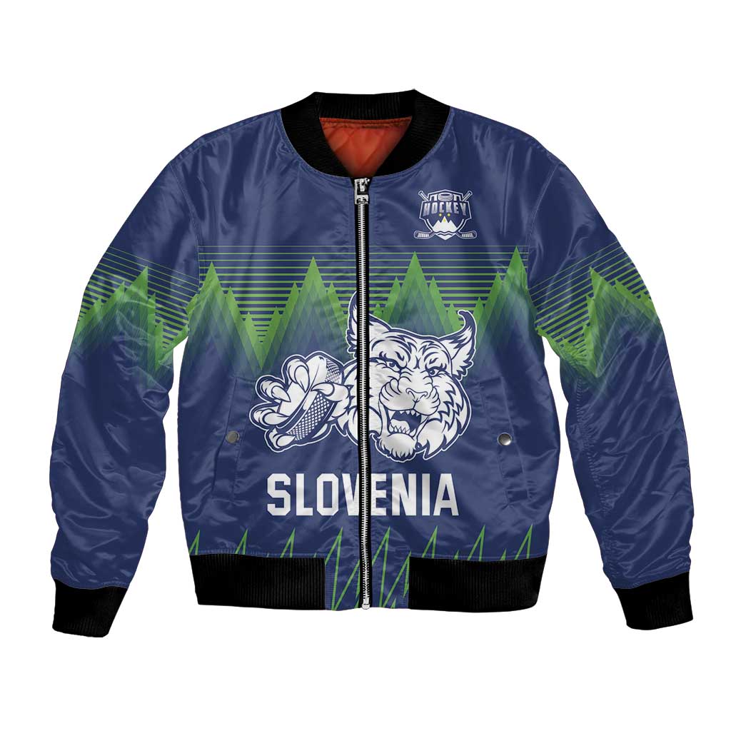 Custom Slovenia Hockey Bomber Jacket Slovenija Lynx Mascot