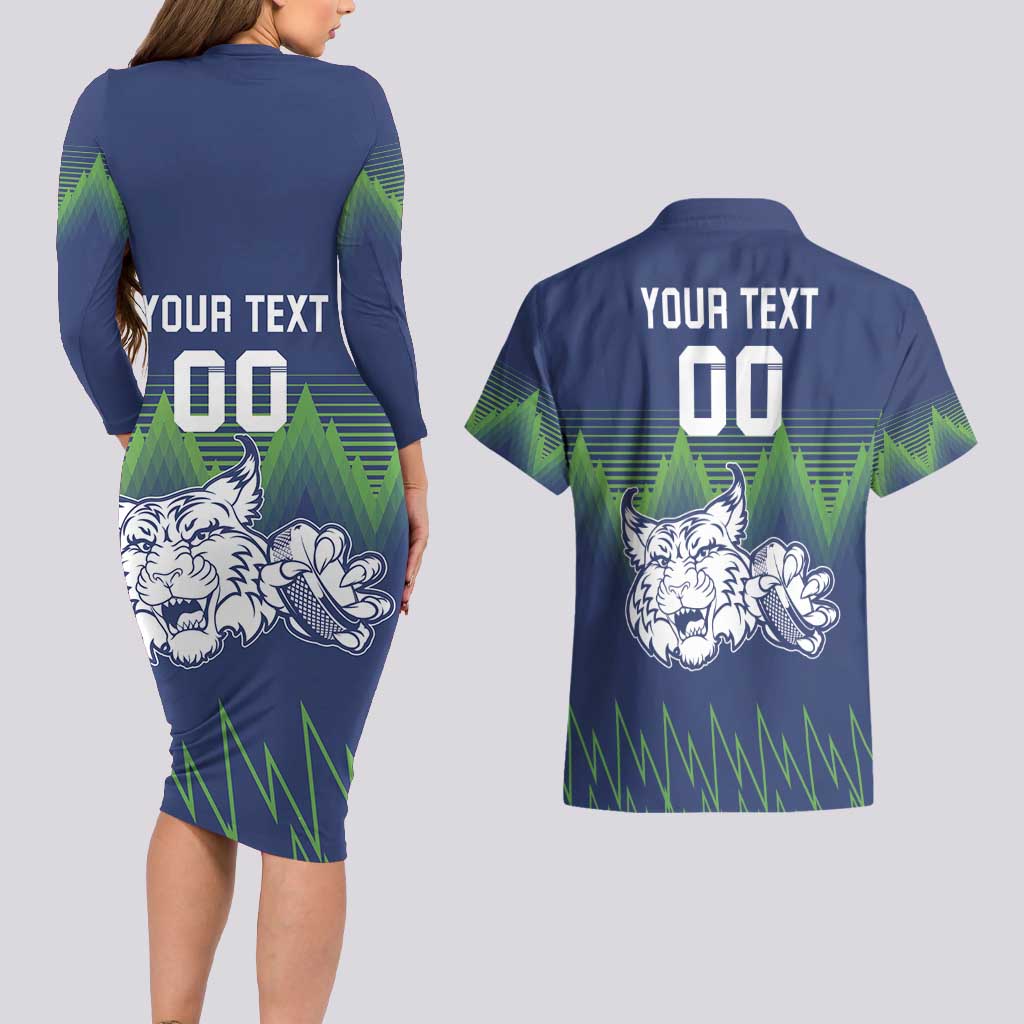 Custom Slovenia Hockey Couples Matching Long Sleeve Bodycon Dress and Hawaiian Shirt Slovenija Lynx Mascot