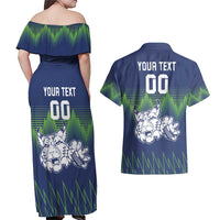 Custom Slovenia Hockey Couples Matching Off Shoulder Maxi Dress and Hawaiian Shirt Slovenija Lynx Mascot