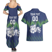 Custom Slovenia Hockey Couples Matching Summer Maxi Dress and Hawaiian Shirt Slovenija Lynx Mascot