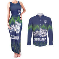 Custom Slovenia Hockey Couples Matching Tank Maxi Dress and Long Sleeve Button Shirt Slovenija Lynx Mascot