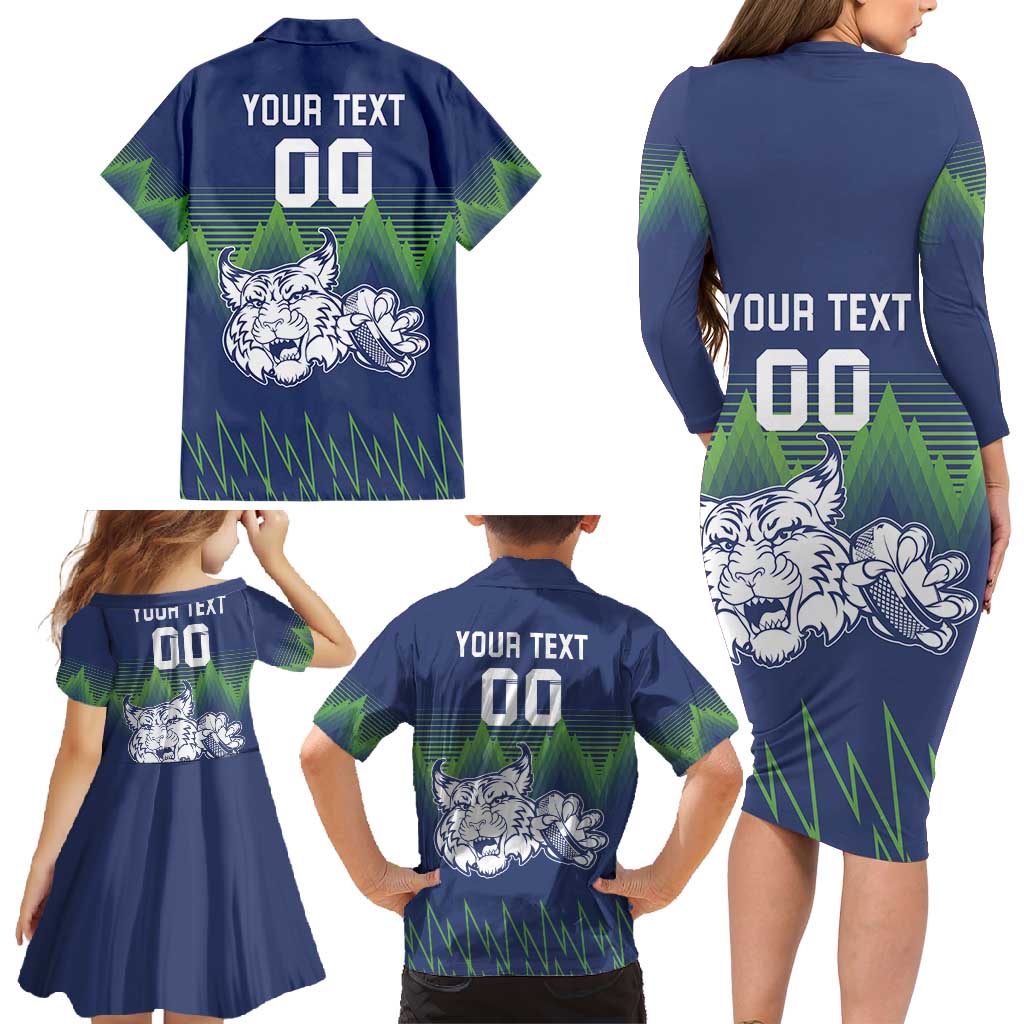 Custom Slovenia Hockey Family Matching Long Sleeve Bodycon Dress and Hawaiian Shirt Slovenija Lynx Mascot