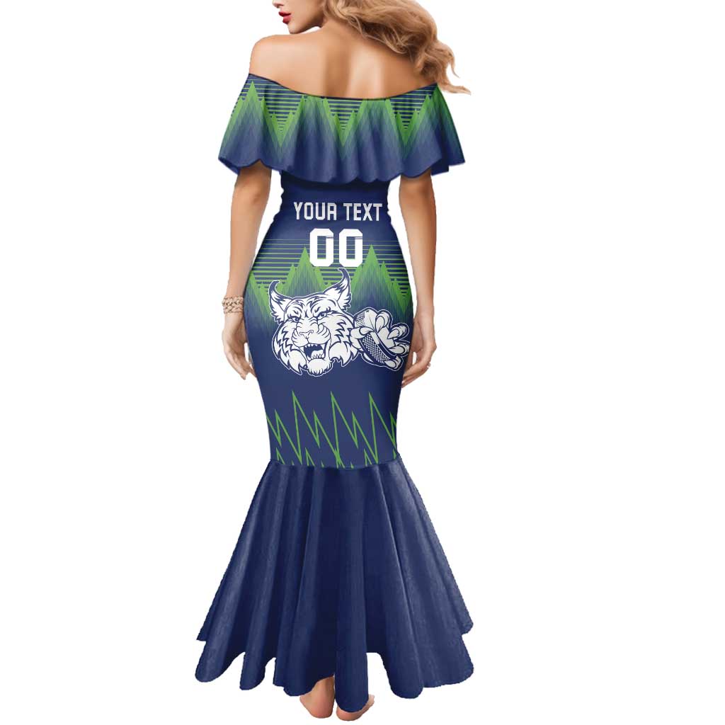 Custom Slovenia Hockey Family Matching Mermaid Dress and Hawaiian Shirt Slovenija Lynx Mascot