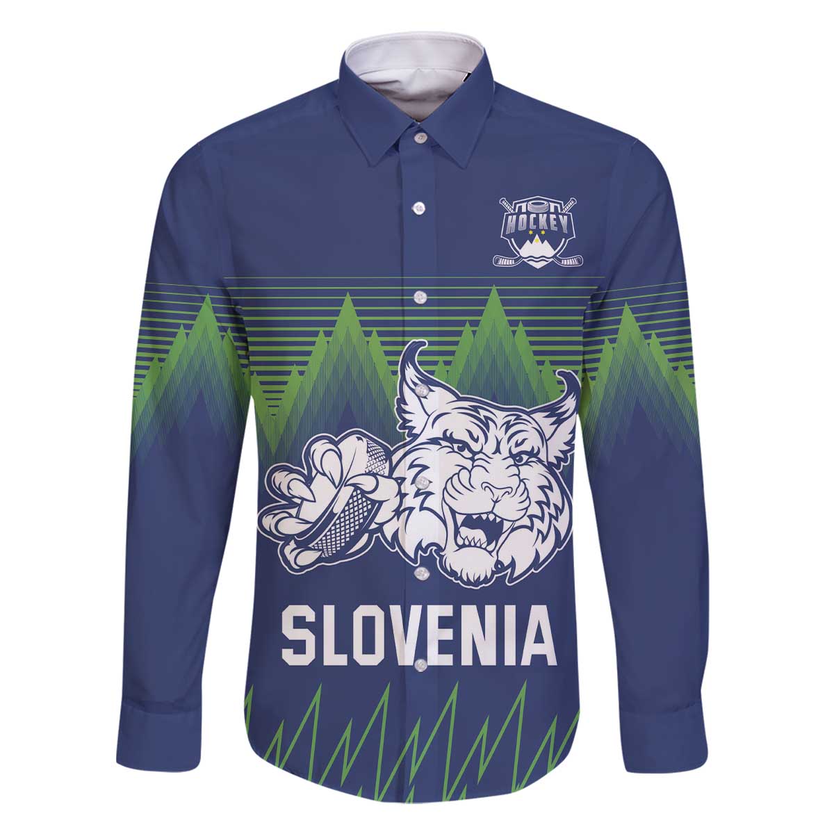 Custom Slovenia Hockey Family Matching Off The Shoulder Long Sleeve Dress and Hawaiian Shirt Slovenija Lynx Mascot