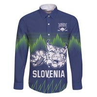 Custom Slovenia Hockey Family Matching Off The Shoulder Long Sleeve Dress and Hawaiian Shirt Slovenija Lynx Mascot