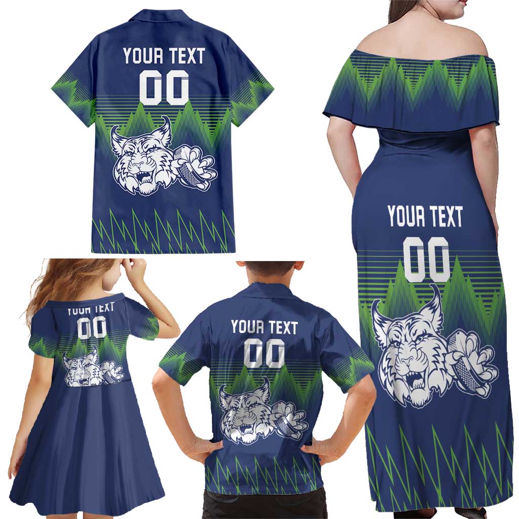 Custom Slovenia Hockey Family Matching Off Shoulder Maxi Dress and Hawaiian Shirt Slovenija Lynx Mascot