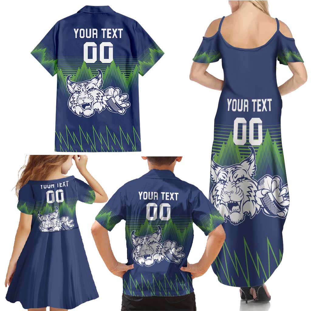 Custom Slovenia Hockey Family Matching Summer Maxi Dress and Hawaiian Shirt Slovenija Lynx Mascot