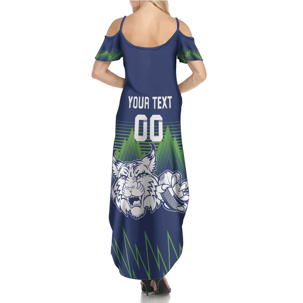 Custom Slovenia Hockey Family Matching Summer Maxi Dress and Hawaiian Shirt Slovenija Lynx Mascot