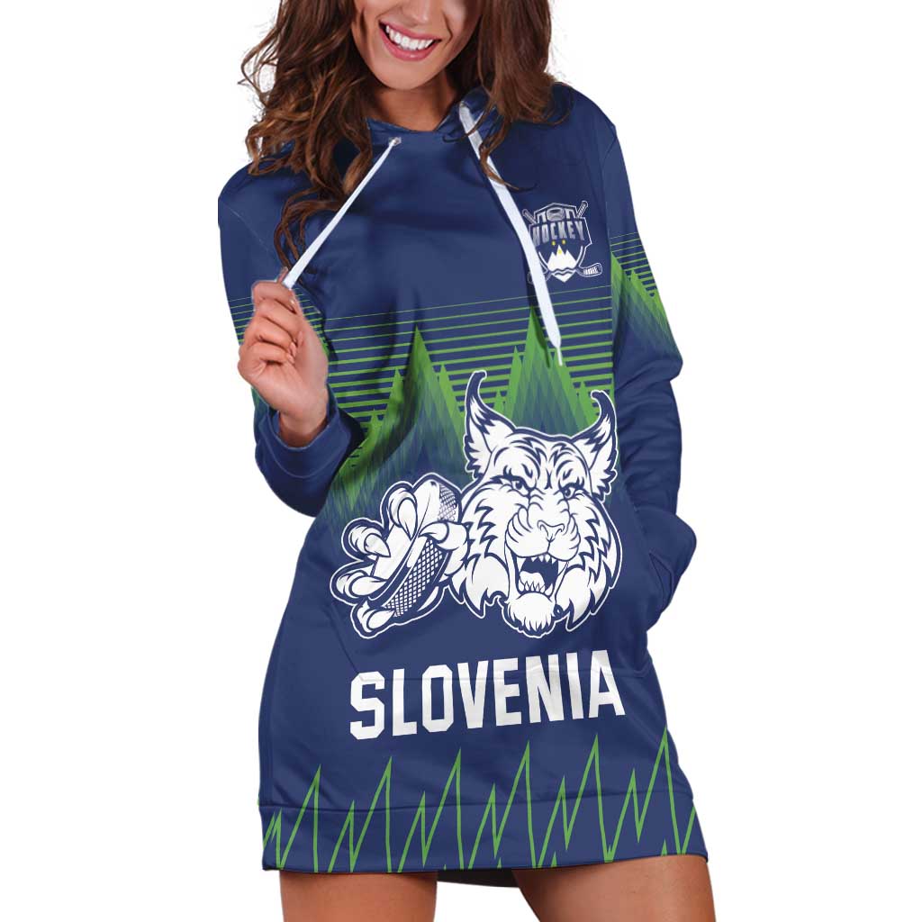 Custom Slovenia Hockey Hoodie Dress Slovenija Lynx Mascot