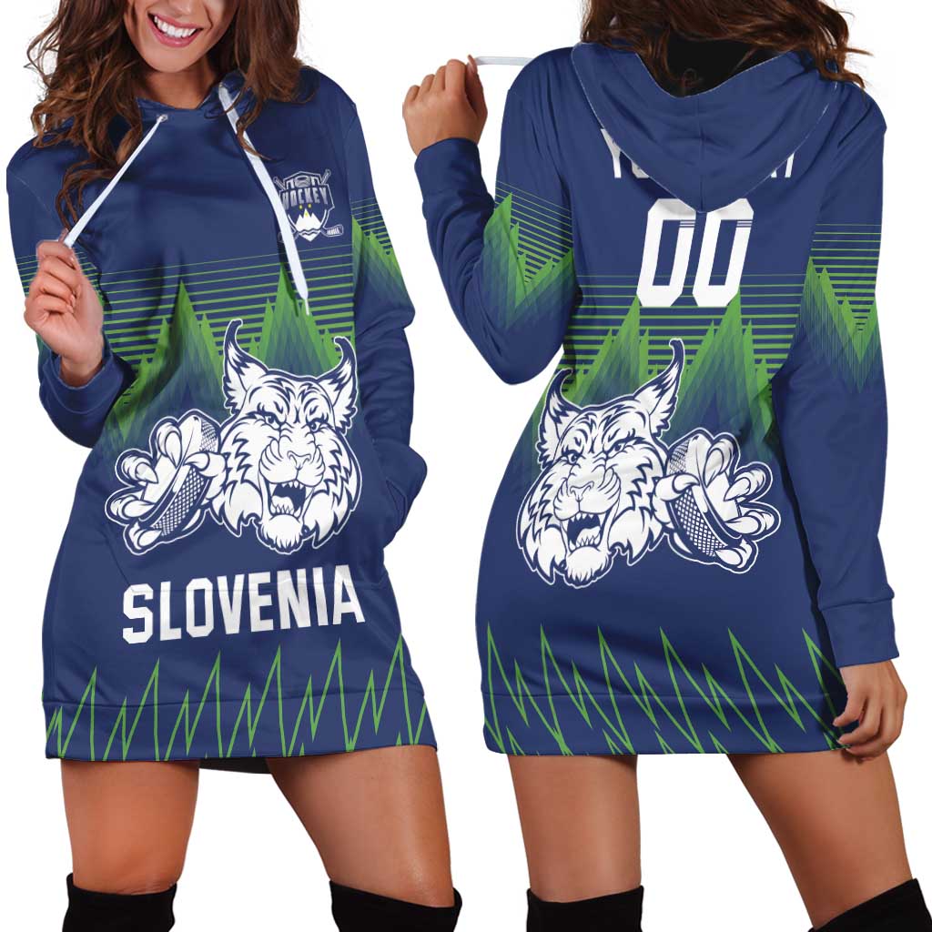 Custom Slovenia Hockey Hoodie Dress Slovenija Lynx Mascot