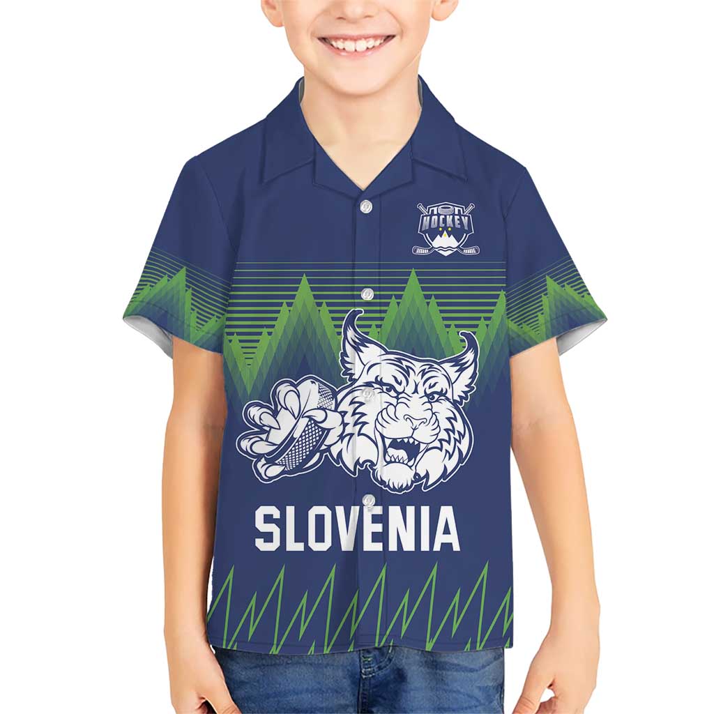 Custom Slovenia Hockey Kid Hawaiian Shirt Slovenija Lynx Mascot