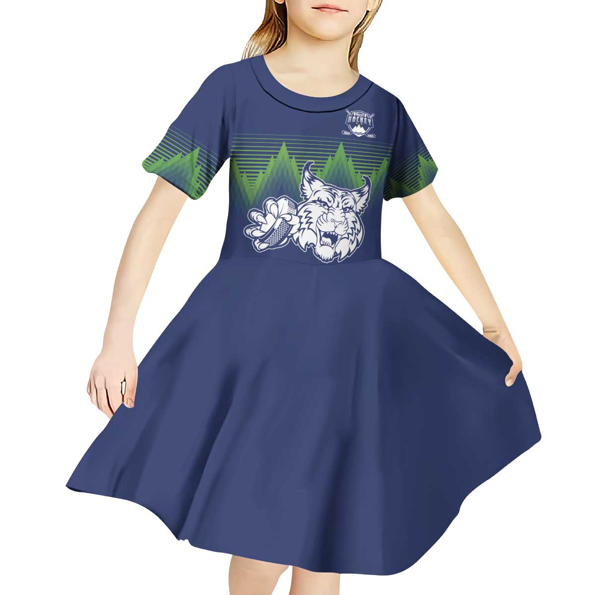 Custom Slovenia Hockey Kid Short Sleeve Dress Slovenija Lynx Mascot