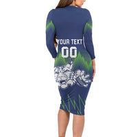 Custom Slovenia Hockey Long Sleeve Bodycon Dress Slovenija Lynx Mascot