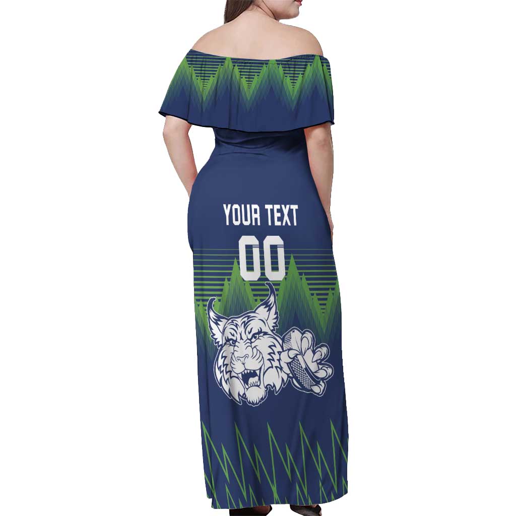 Custom Slovenia Hockey Off Shoulder Maxi Dress Slovenija Lynx Mascot