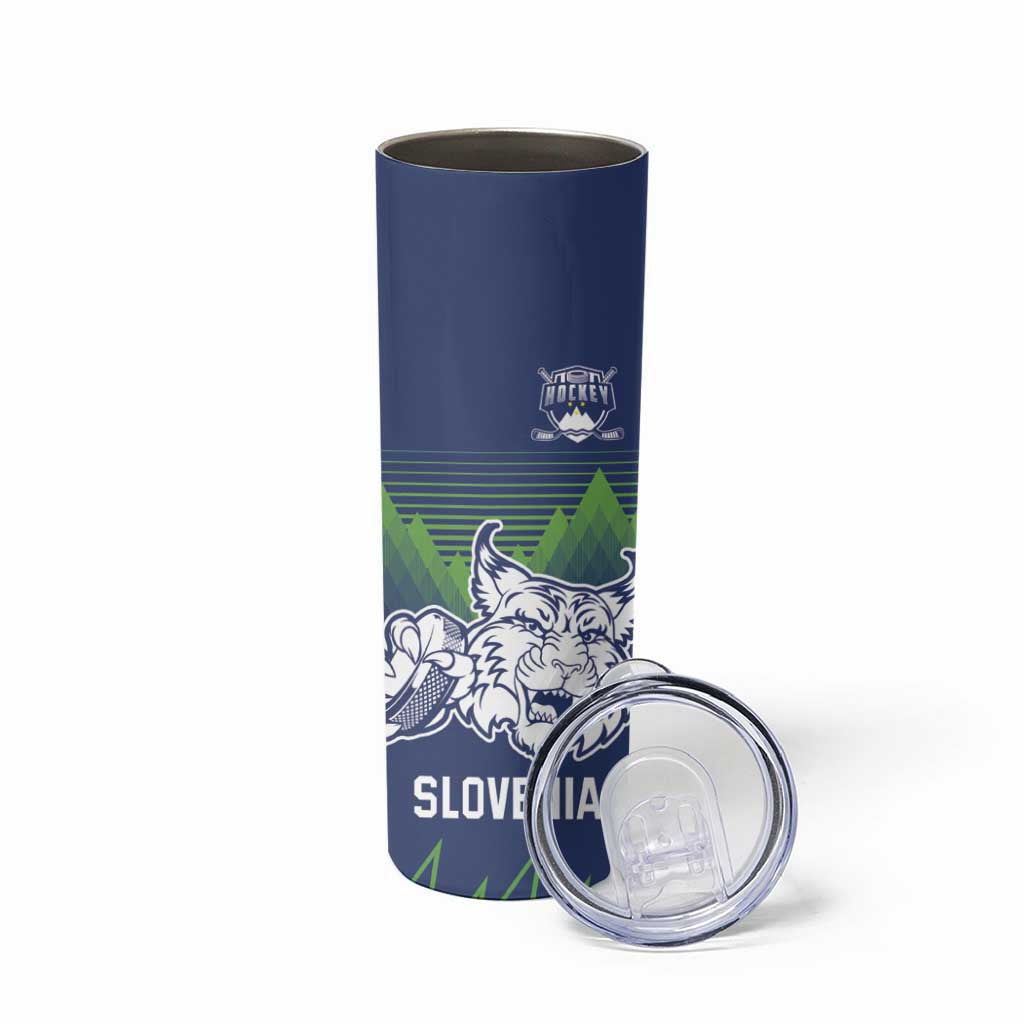 Custom Slovenia Hockey Skinny Tumbler Slovenija Lynx Mascot