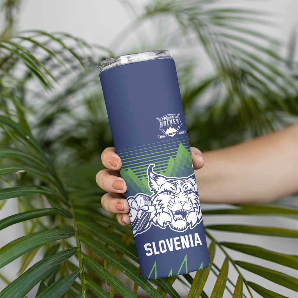 Custom Slovenia Hockey Skinny Tumbler Slovenija Lynx Mascot