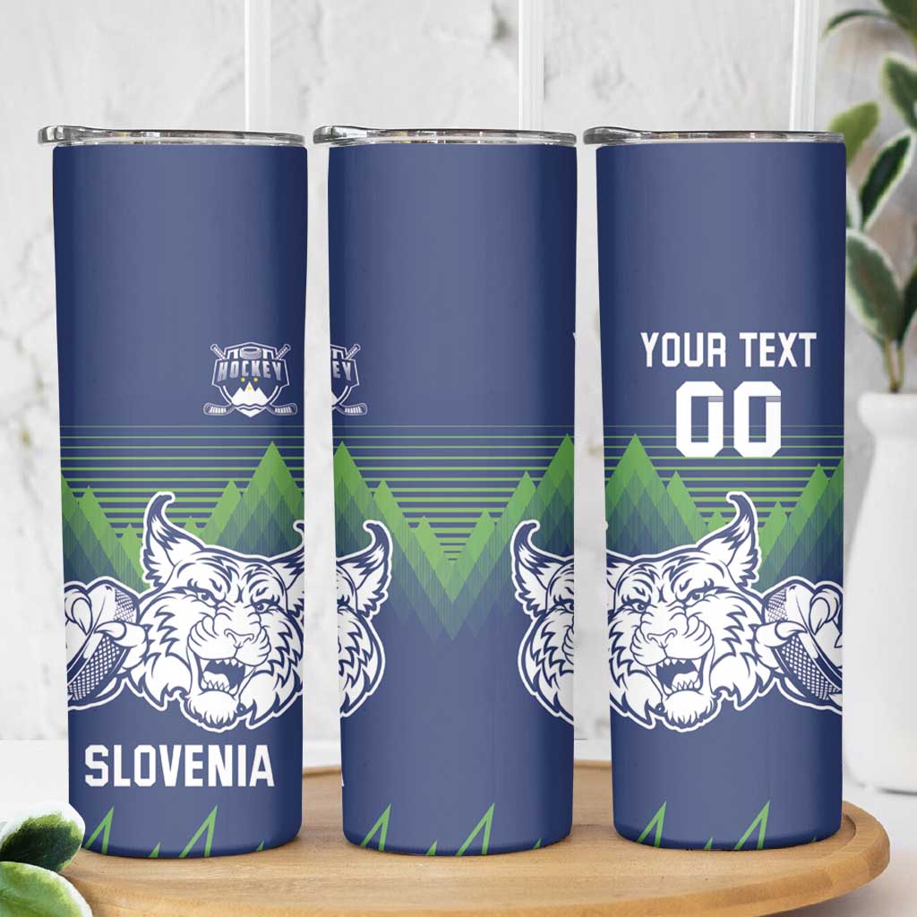 Custom Slovenia Hockey Skinny Tumbler Slovenija Lynx Mascot