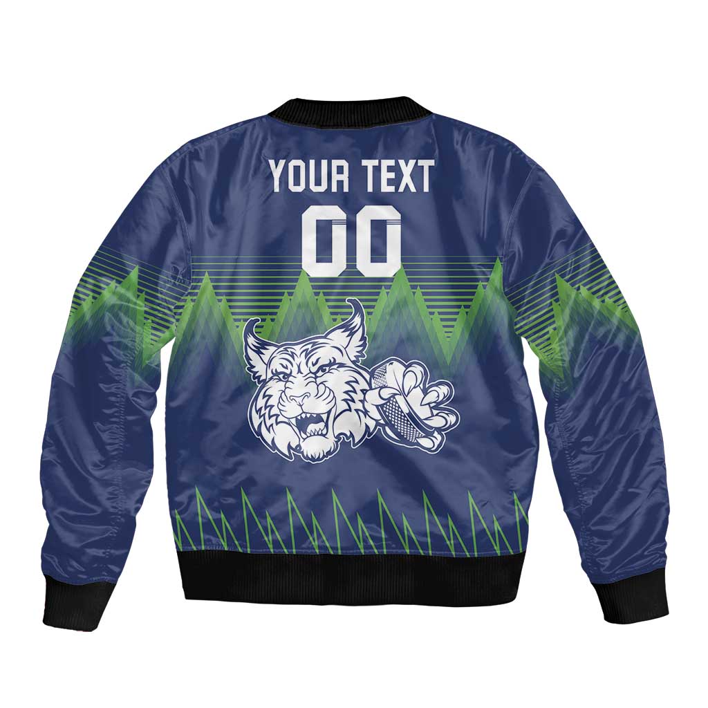 Custom Slovenia Hockey Sleeve Zip Bomber Jacket Slovenija Lynx Mascot