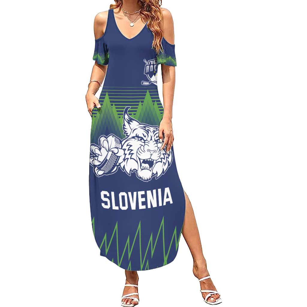 Custom Slovenia Hockey Summer Maxi Dress Slovenija Lynx Mascot