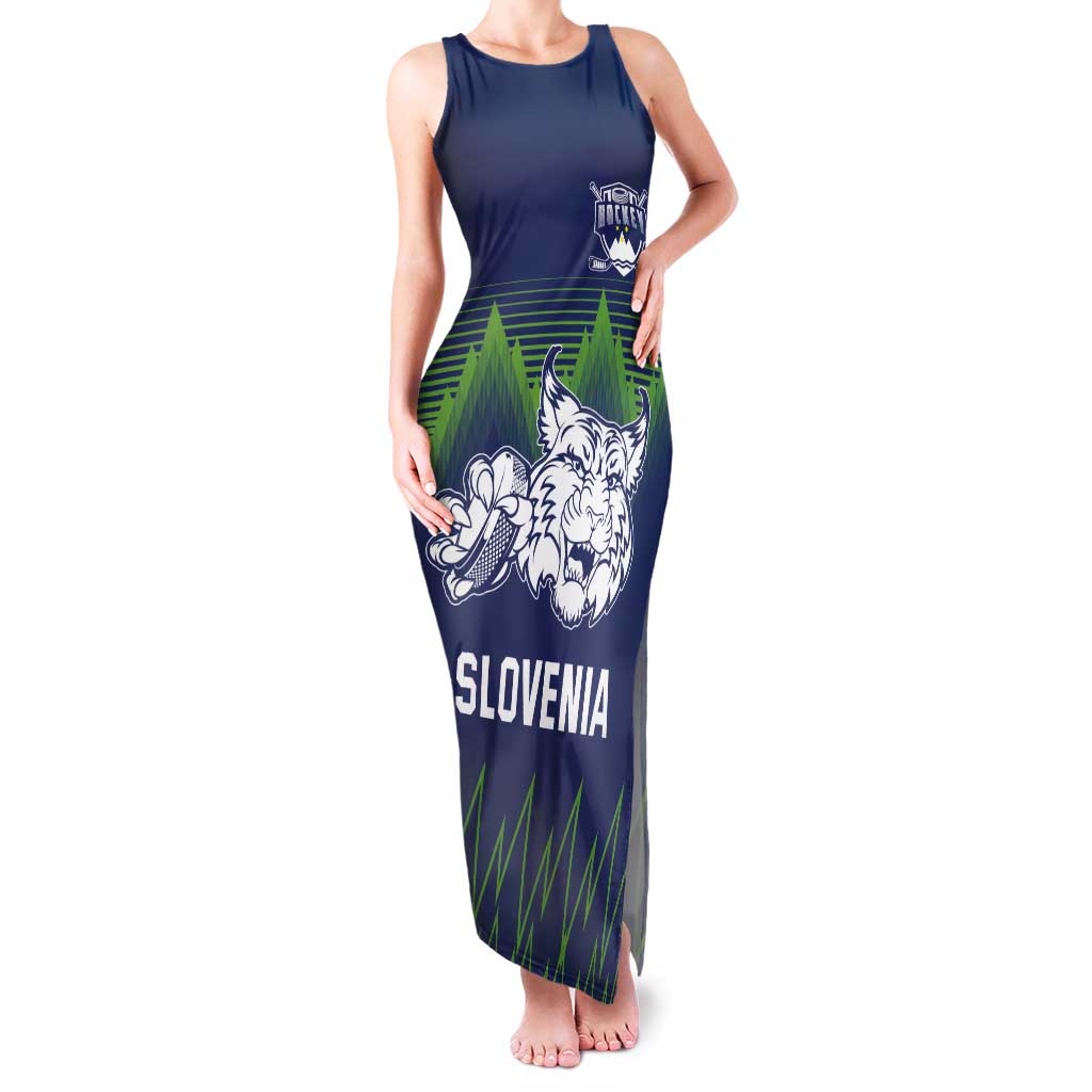 Custom Slovenia Hockey Tank Maxi Dress Slovenija Lynx Mascot