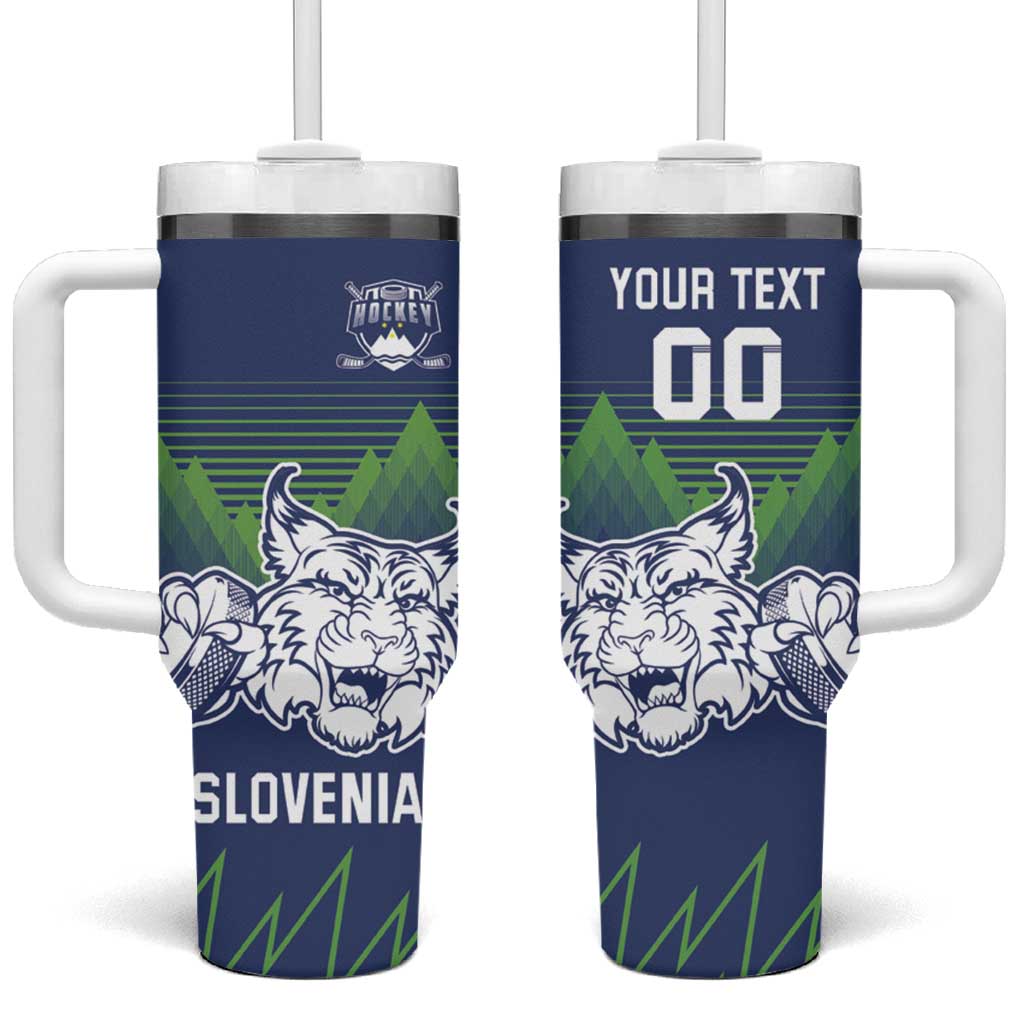 Custom Slovenia Hockey Tumbler With Handle Slovenija Lynx Mascot