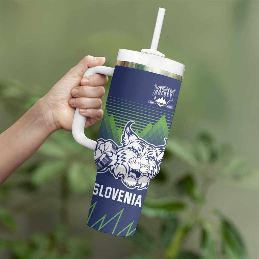 Custom Slovenia Hockey Tumbler With Handle Slovenija Lynx Mascot