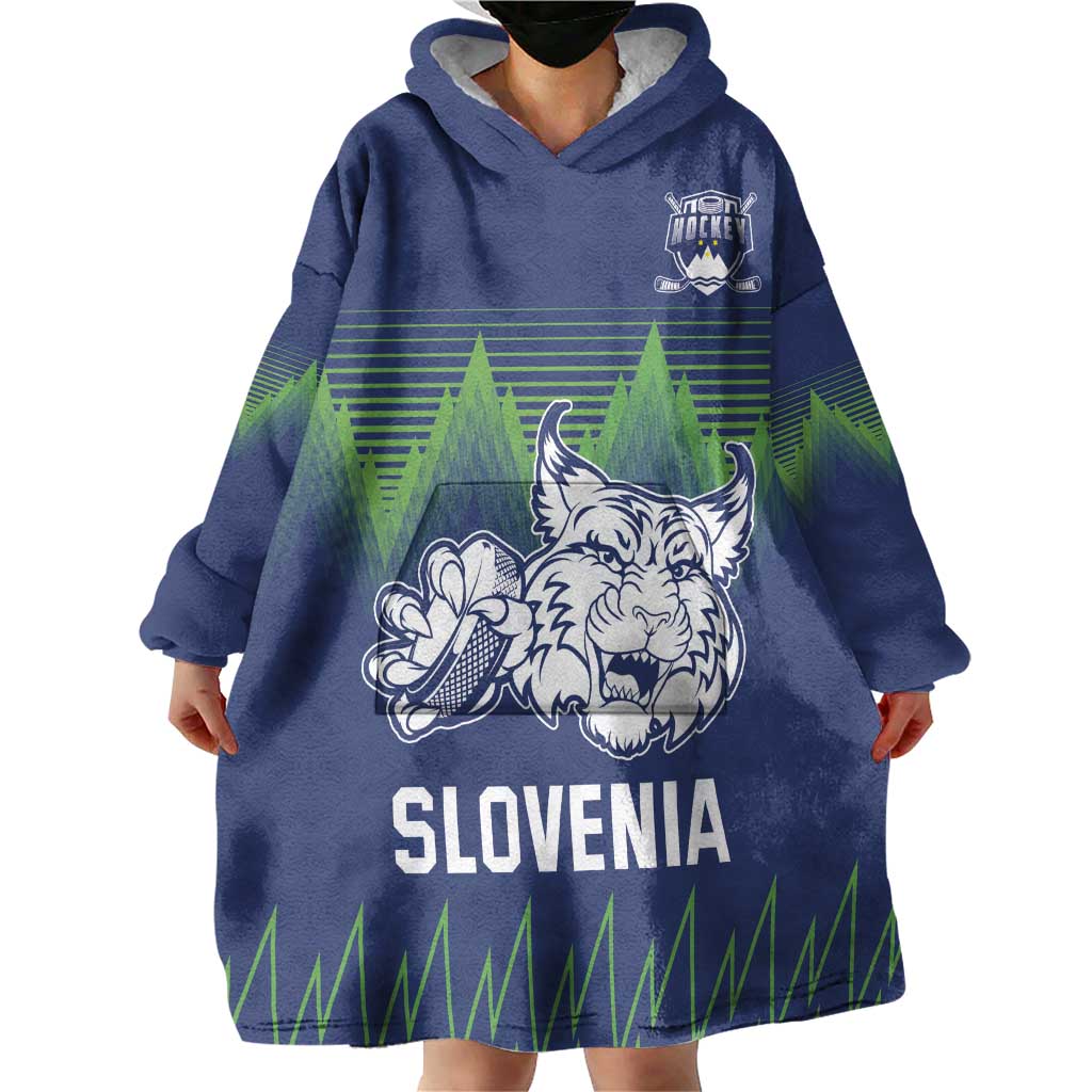 Custom Slovenia Hockey Wearable Blanket Hoodie Slovenija Lynx Mascot