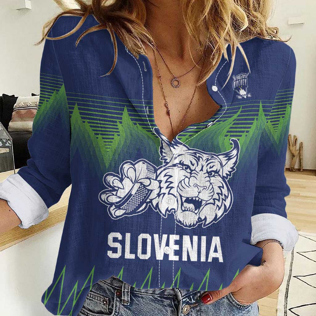 Custom Slovenia Hockey Women Casual Shirt Slovenija Lynx Mascot