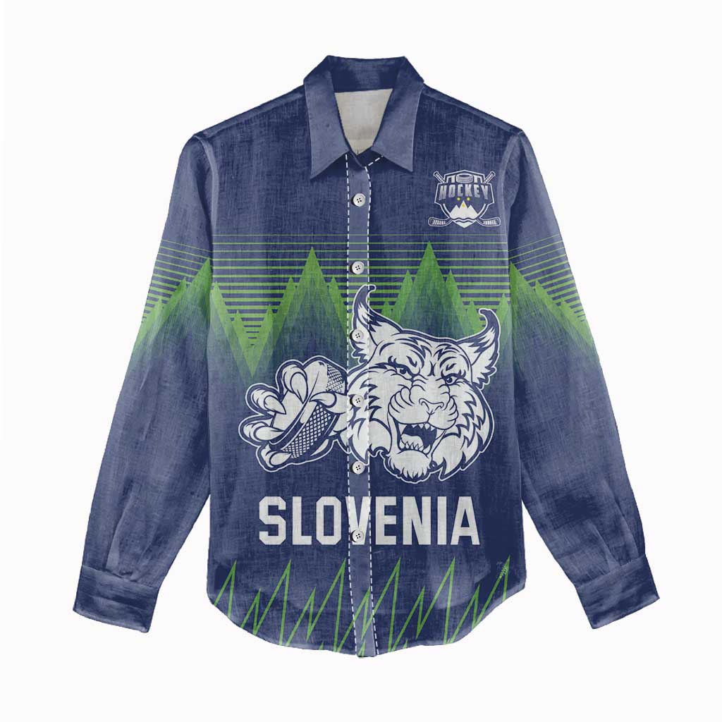 Custom Slovenia Hockey Women Casual Shirt Slovenija Lynx Mascot