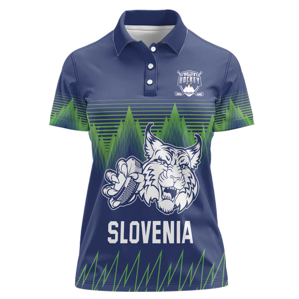 Custom Slovenia Hockey Women Polo Shirt Slovenija Lynx Mascot