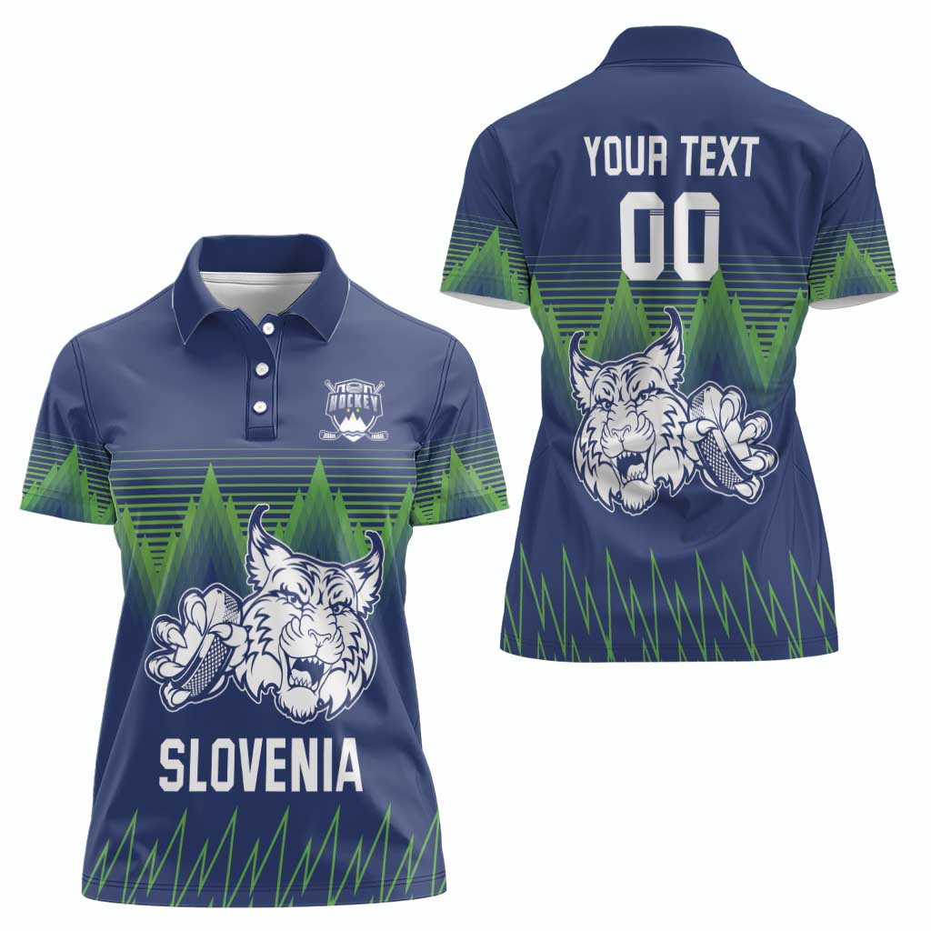 Custom Slovenia Hockey Women Polo Shirt Slovenija Lynx Mascot